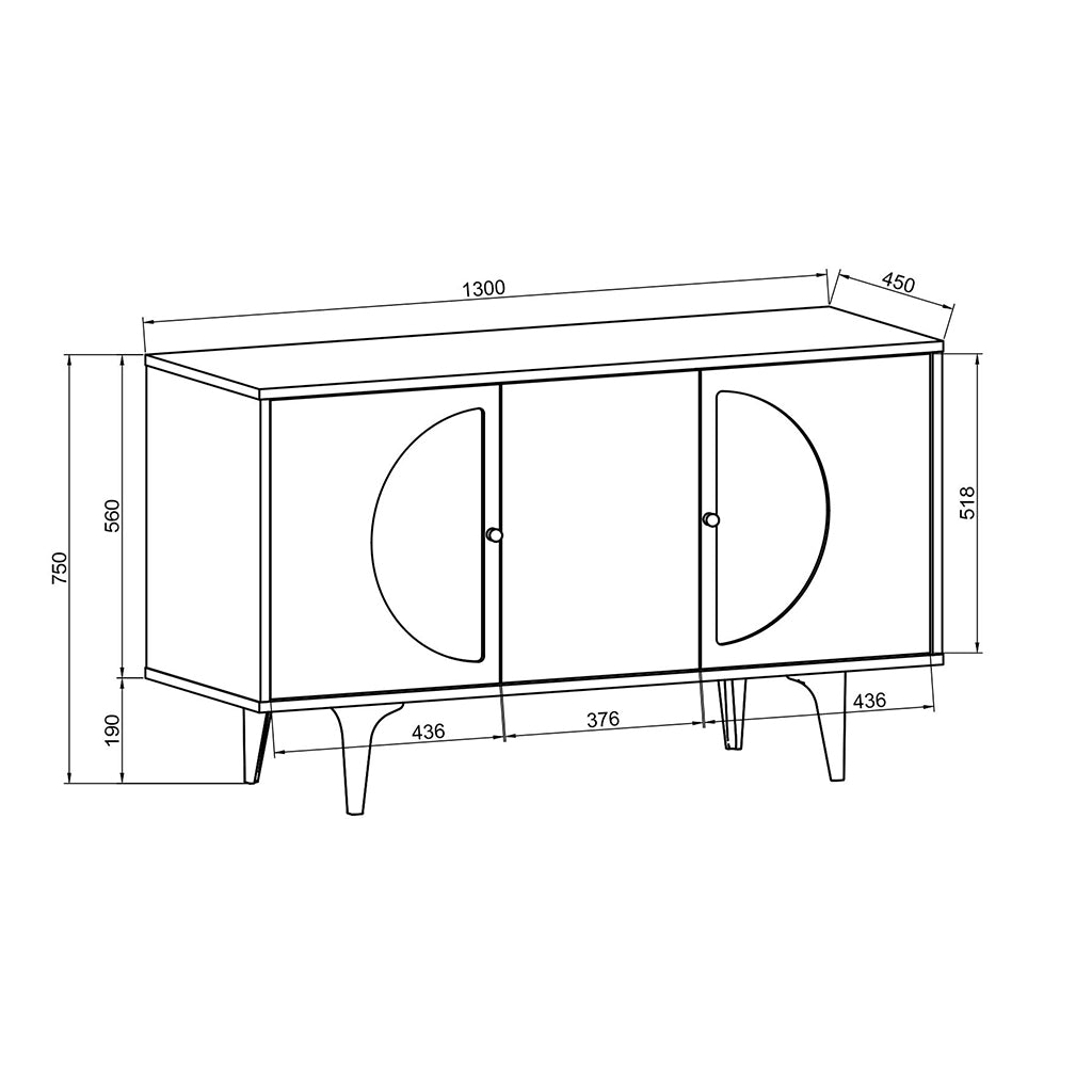 Buffet console Burito -blanc et bois- 130cm