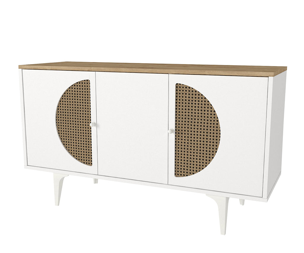 Buffet console Burito -blanc et bois- 130cm