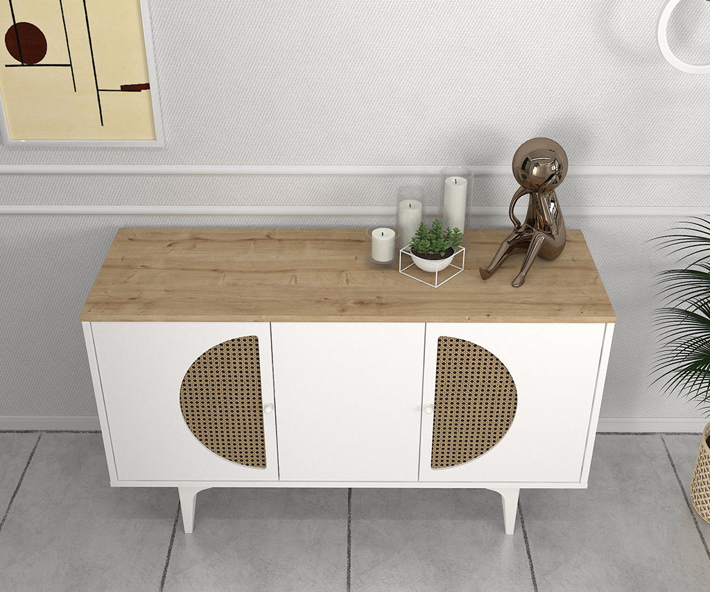 Buffet console Burito -blanc et bois- 130cm