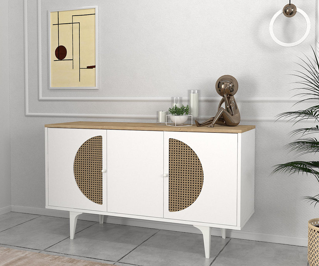 Buffet console Burito -blanc et bois- 130cm