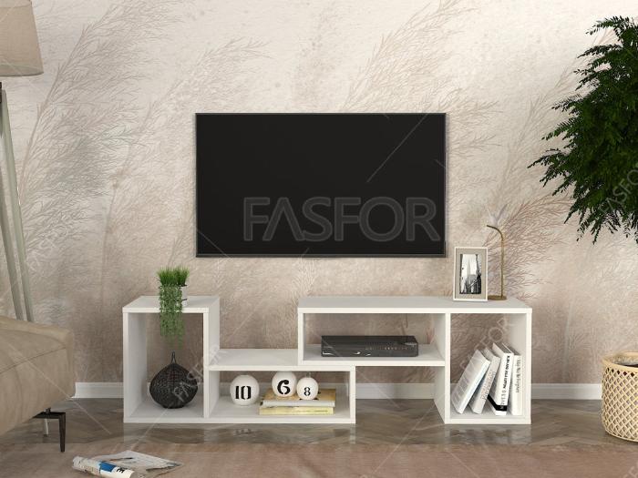 Meuble TV COLEMAN -blanc- 155cm