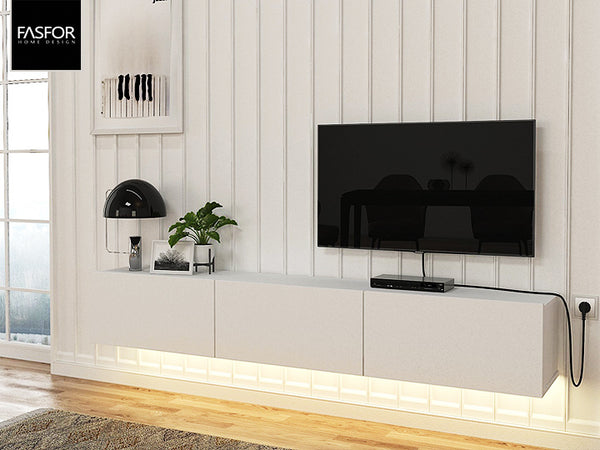 Meuble TV DAMLA -blanc- éclairage LED180cm