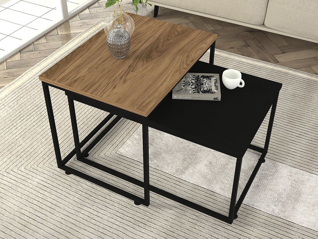 Tables basses LEKA-noyer et noir-