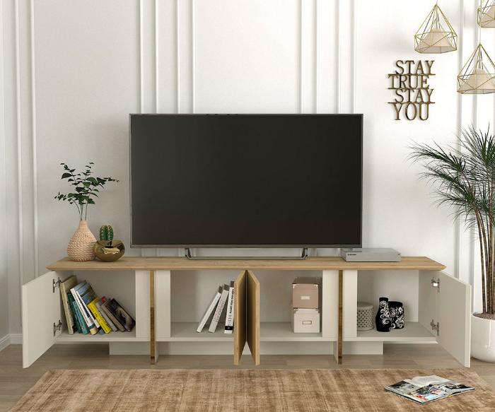 Meuble TV SION -bois et beige- 180cm