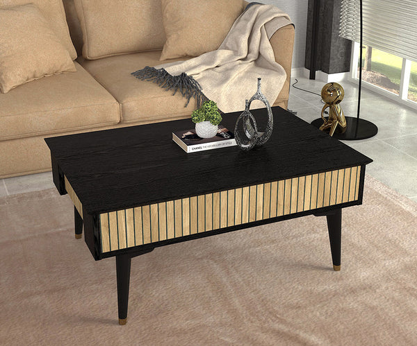 Table basse BOLEA -noir et bois- 90cm