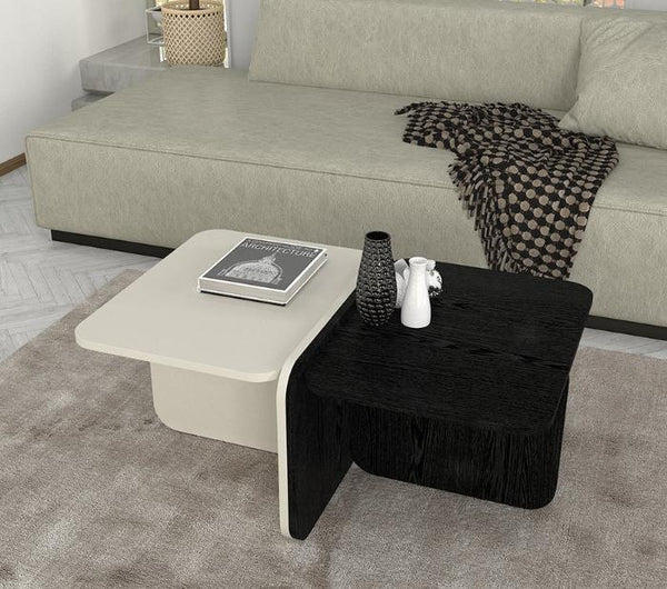 Table basse  ROGAN-noir et beige- 93cm