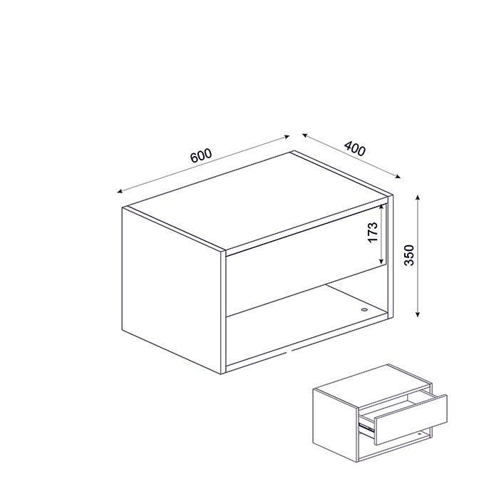 Table de Chevet Suspendue SONE -Chêne-