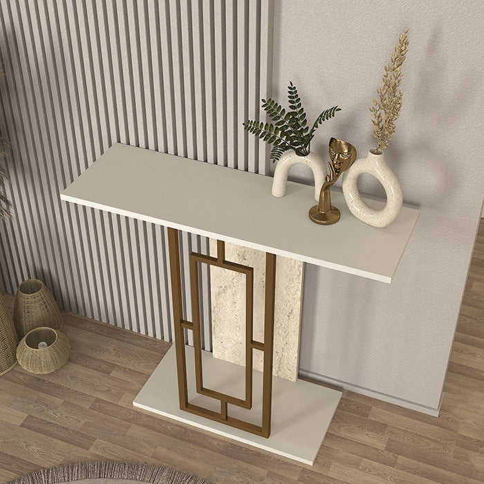 Console ALDERAS -effect marbre et doré- 90cm