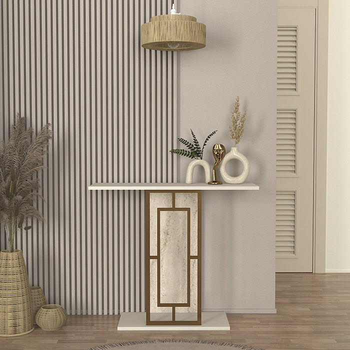 Console ALDERAS -effect marbre et doré- 90cm