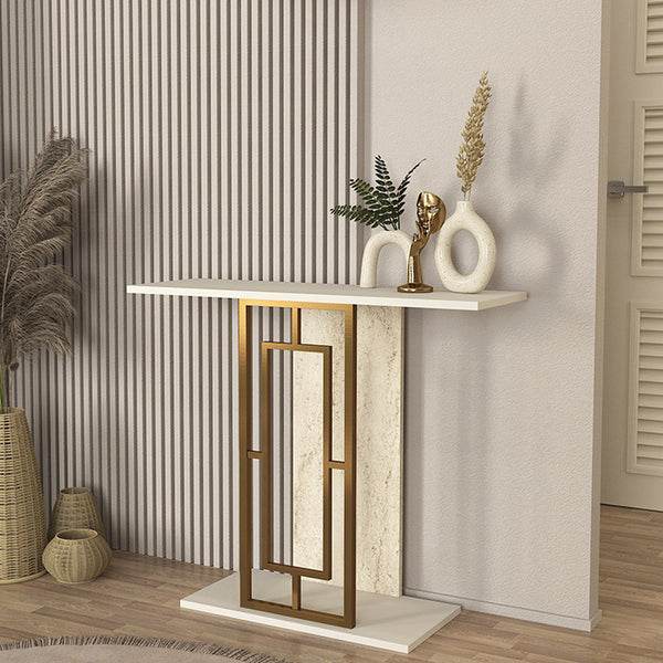 Console ALDERAS -effect marbre et doré- 90cm