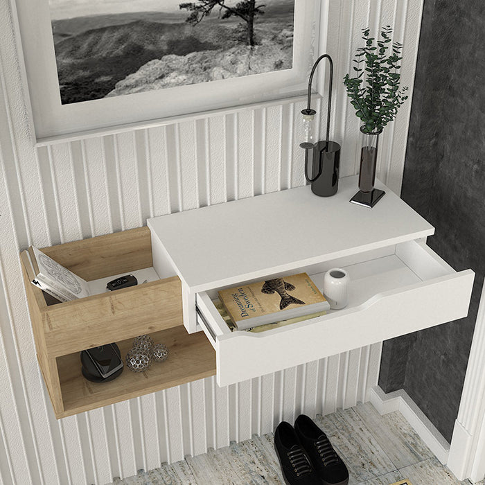 Console panto-blanc & bois- 90cm
