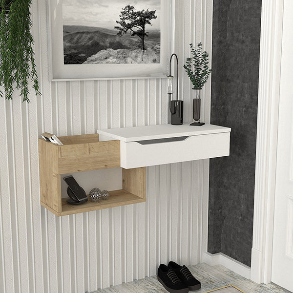 Console panto-blanc & bois- 90cm