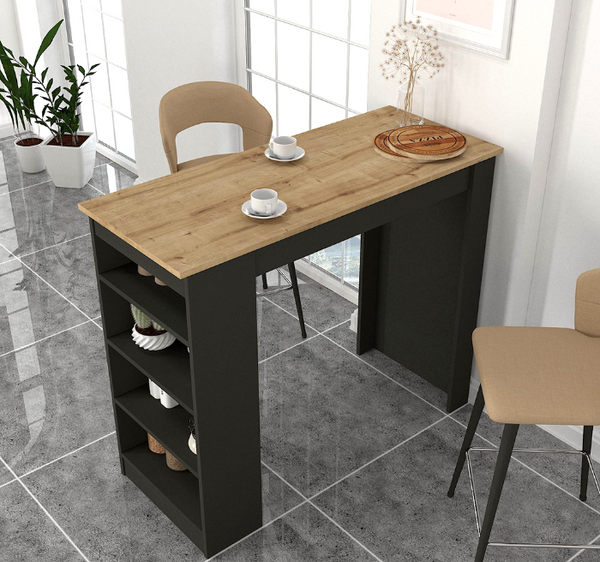 Table cuisine MONACO-anthracite et bois- 120cm