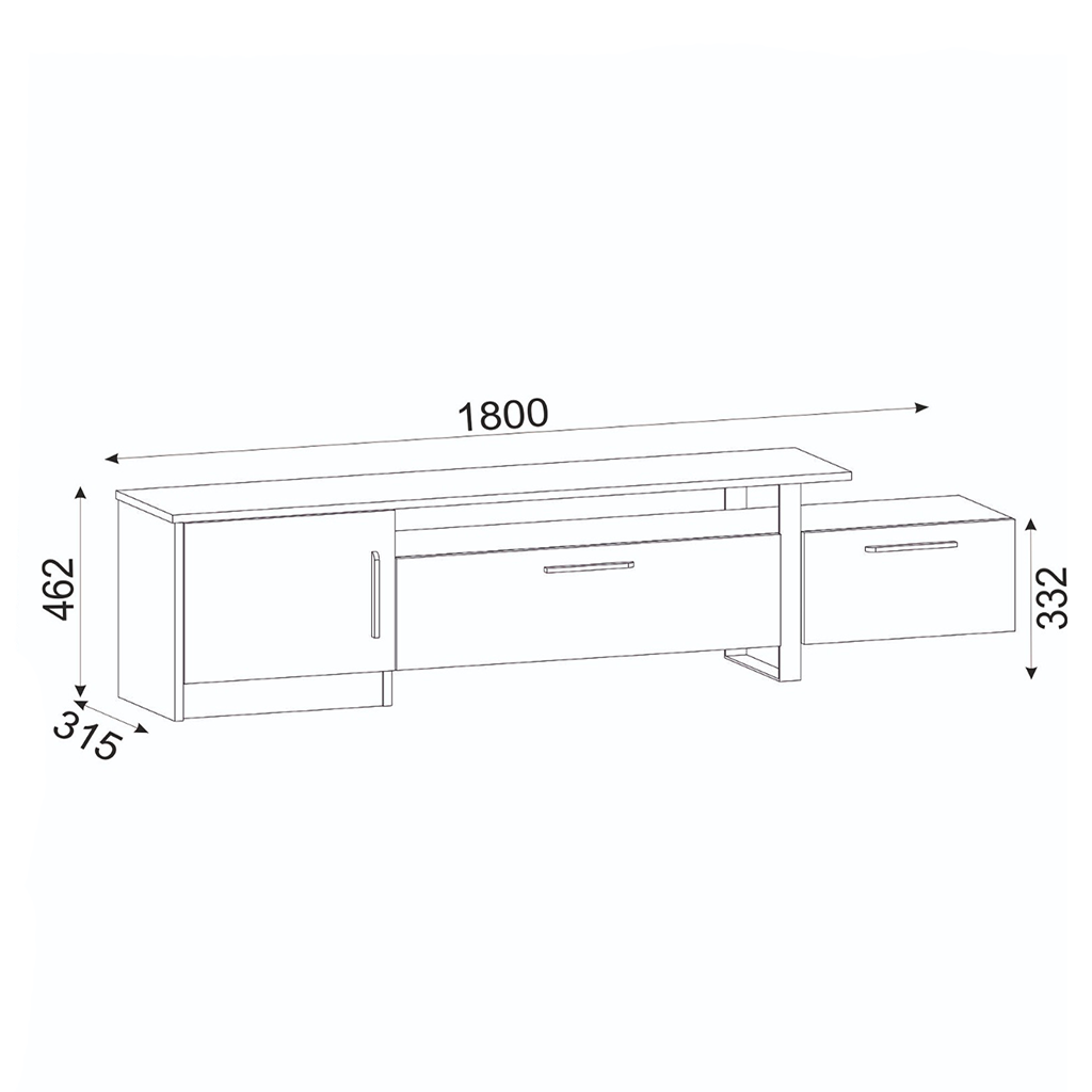 Meuble TV ARAMIS-blanc et doré- 180cm