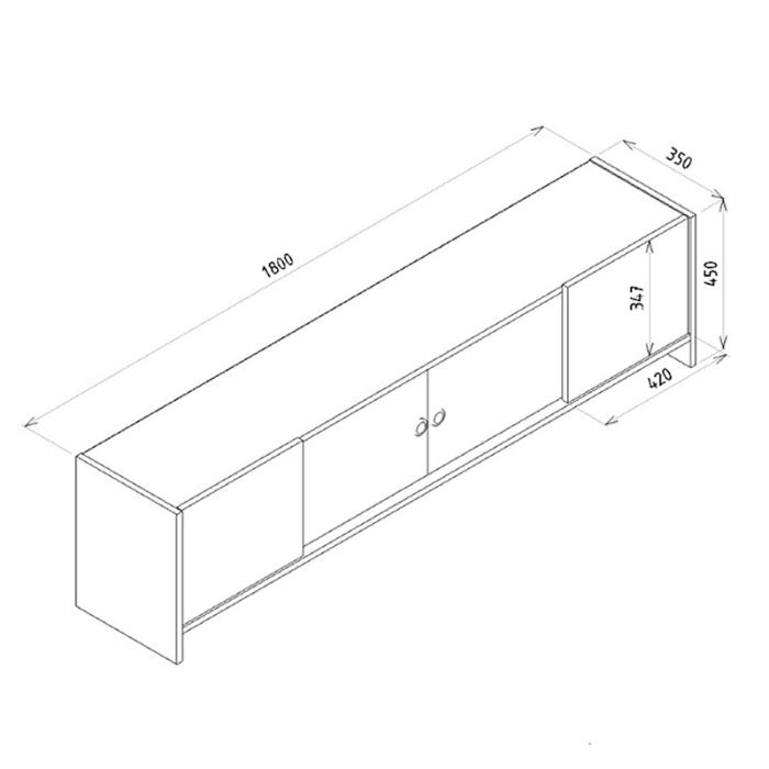 Meuble TV BONNEL-blanc et bois- 180cm