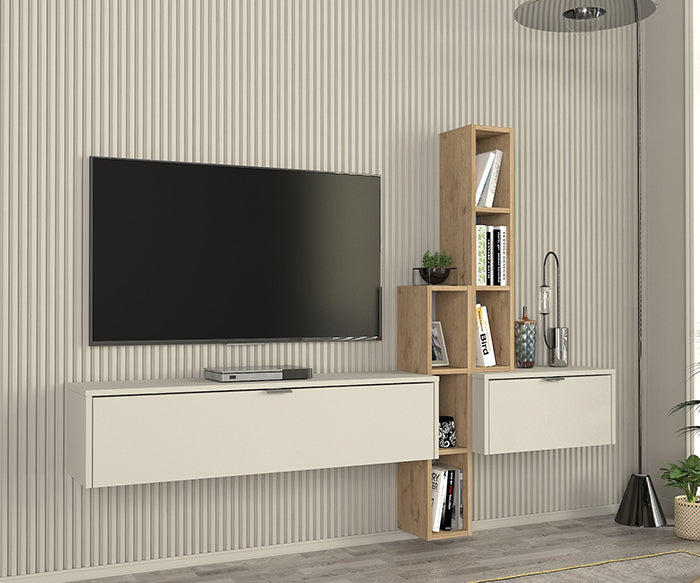 Meuble TV Moderne avec Rangement - EDGAR- 198cm