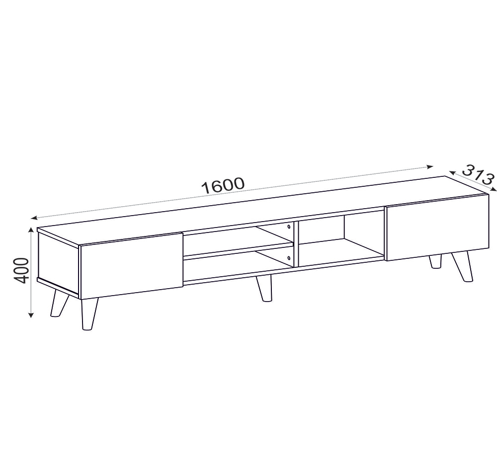 Meuble TV ADNOS -noyer et noir- 160cm