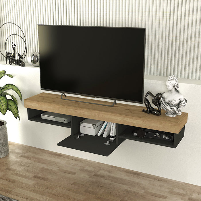 Meuble TV RAUN- antracite & bois- 153cm