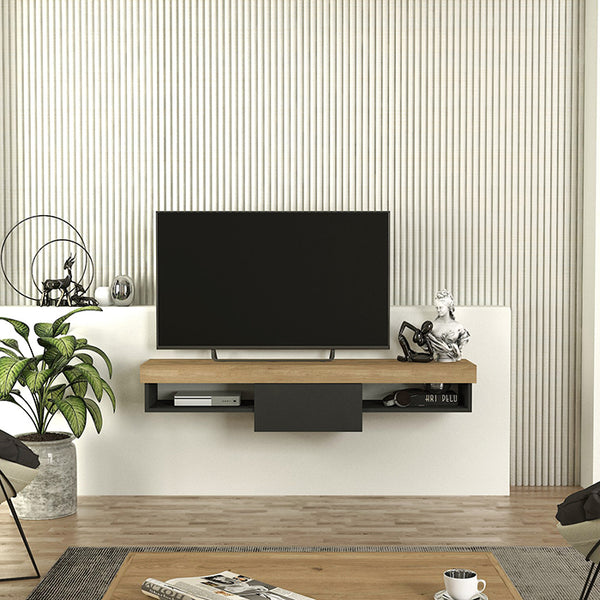 Meuble TV RAUN- antracite & bois- 153cm