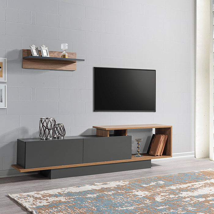 Meuble TV ASOS-antracite et chêne- 180cm