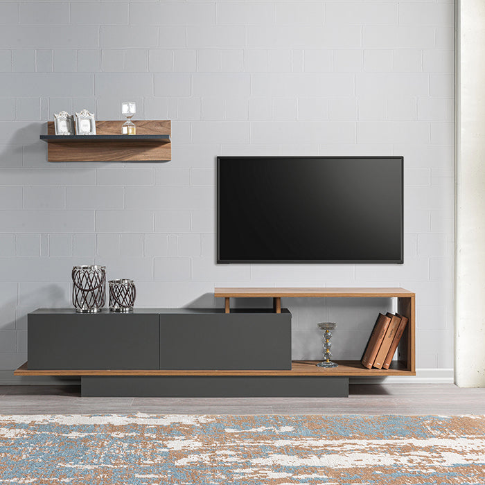 Meuble TV ASOS-antracite et chêne- 180cm