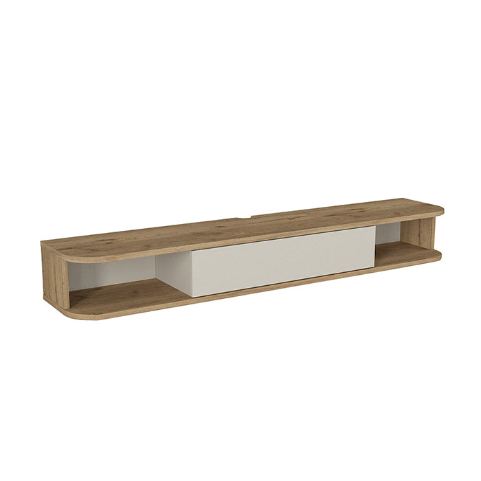 Meuble TV CROSS -bois & blanc- éclairage LED 150cm