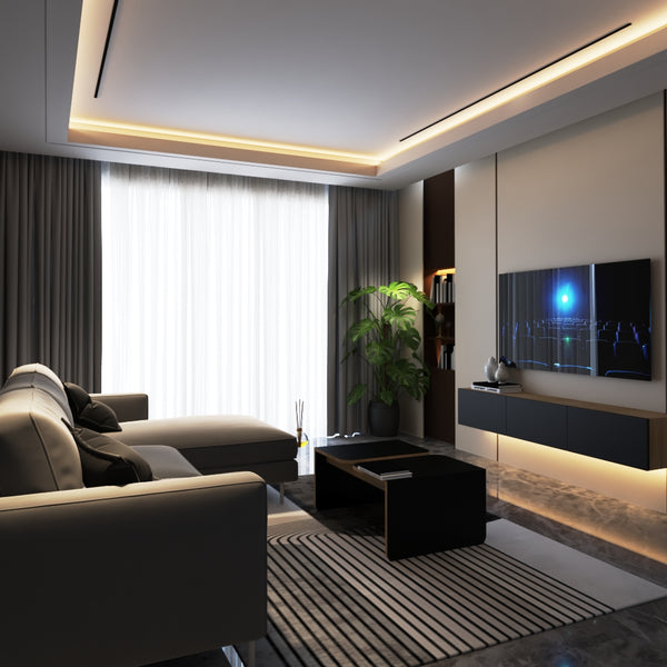 Pack Salon Complet BLACK– Canapé + Meuble TV + Table Basse + Tapis Offert