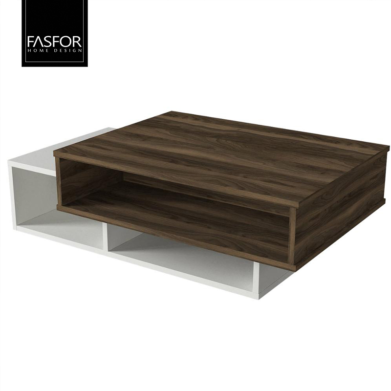 Table basse -KEFA- chêne et blanc 105cm