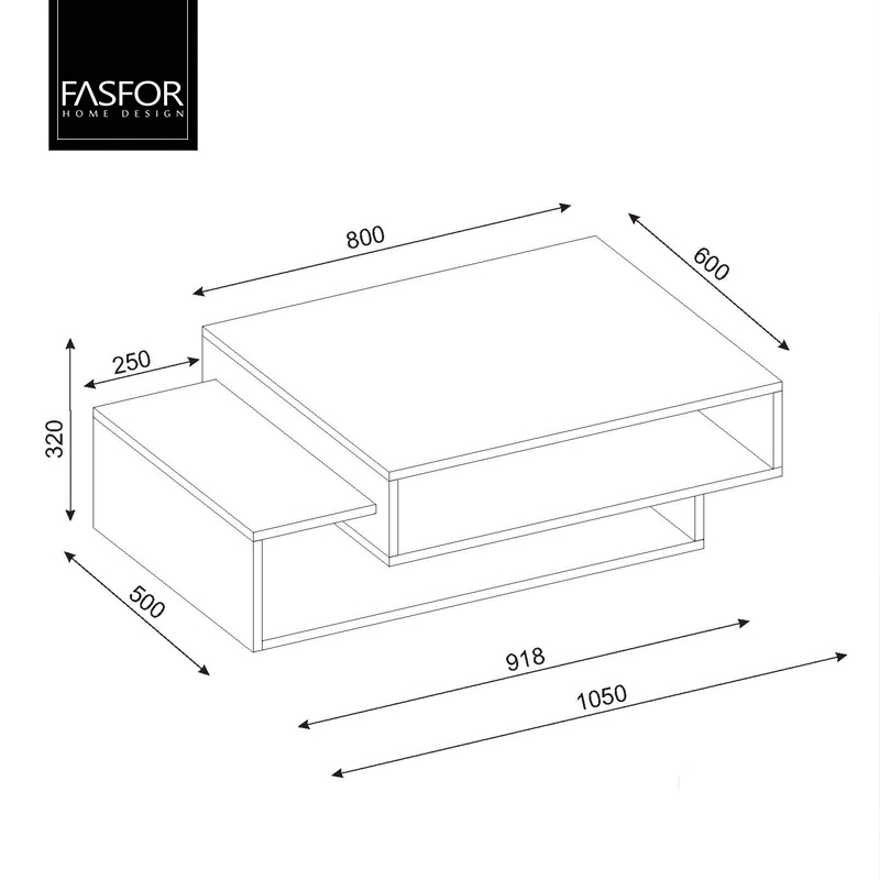 Table basse -KEFA- chêne et blanc 105cm