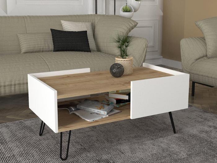 Table basse NINA -chêne et blanc- 100cm