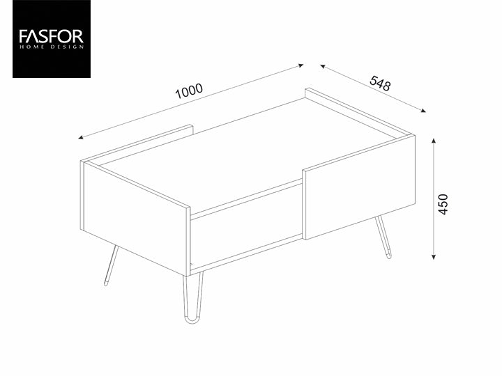 Table basse NINA -chêne et noir- 100cm