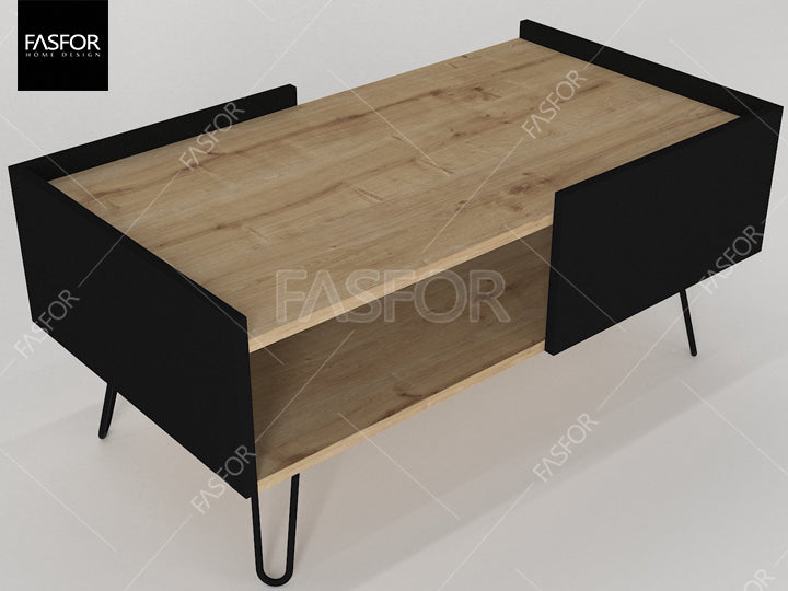 Table basse NINA -chêne et noir- 100cm