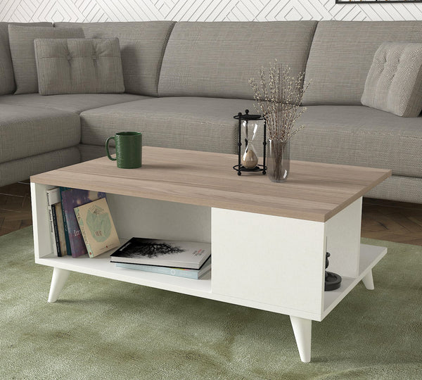 Table basse SEDDRA -chêne et blanc- 90cm