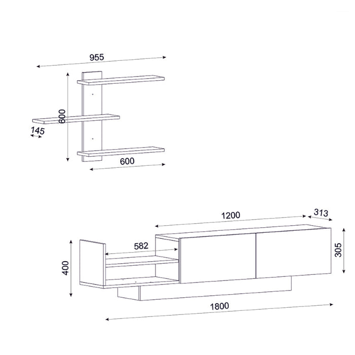 Meubel TV EGEMEN -bois blanc- 180cm