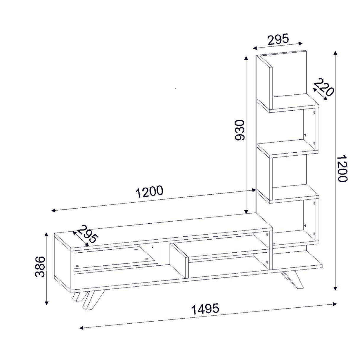 Meuble TV -ISABEL- cordoba et blanc 149cm