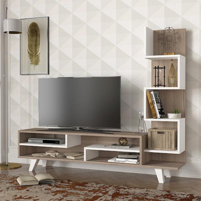 Meuble TV -ISABEL- cordoba et blanc 149cm