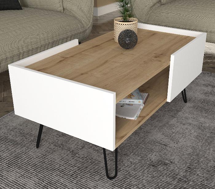 Table basse NINA -chêne et blanc- 100cm