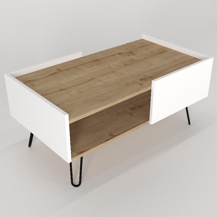 Table basse NINA -chêne et blanc- 100cm