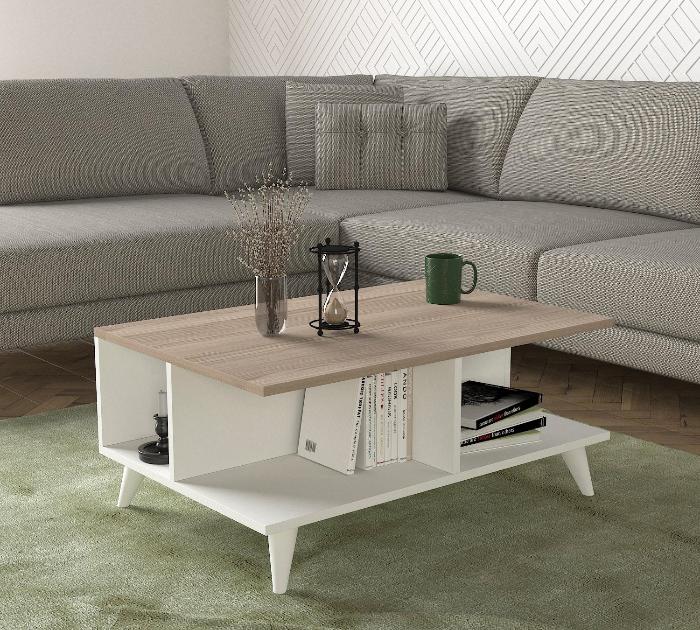 Table basse SEDDRA -chêne et blanc- 90cm