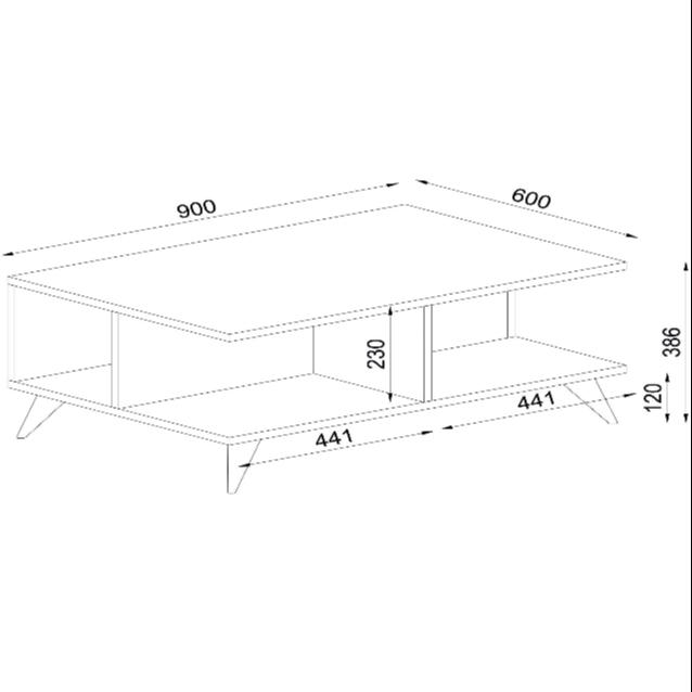 Table basse SEDDRA -chêne et blanc- 90cm