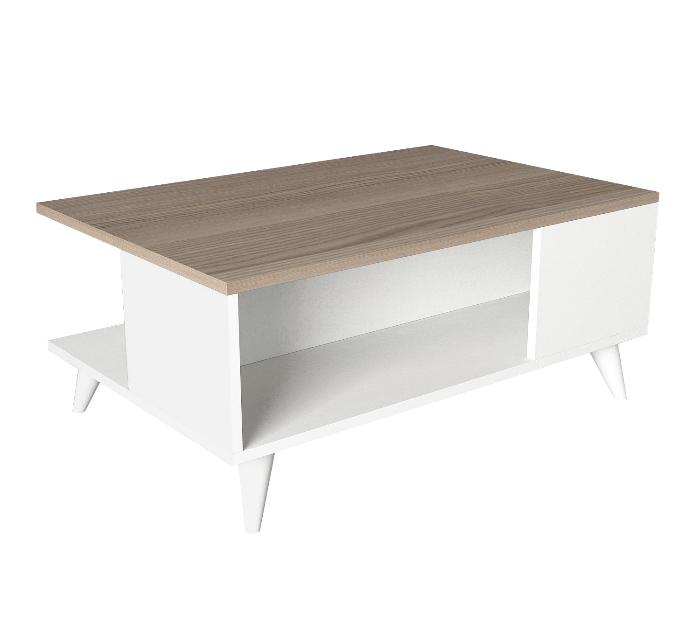 Table basse SEDDRA -chêne et blanc- 90cm